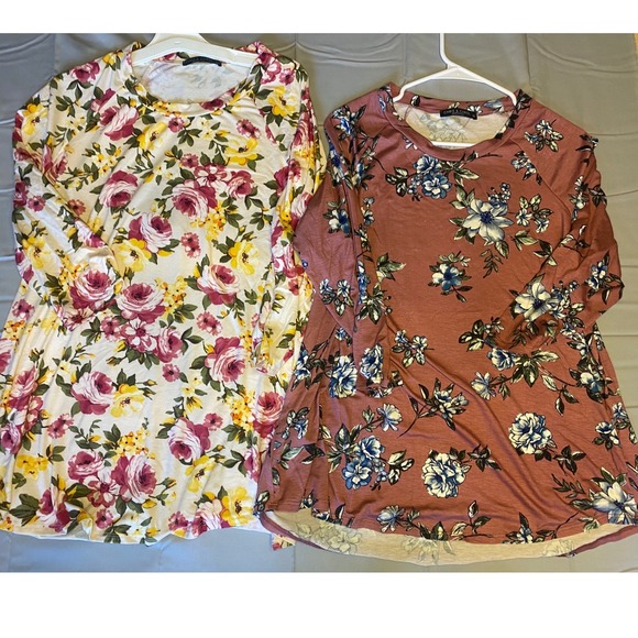 Chris & Carol Floral Tunic Tops Women 1X Multi Color Excellent Bundle 2pk USA - Picture 2 of 9